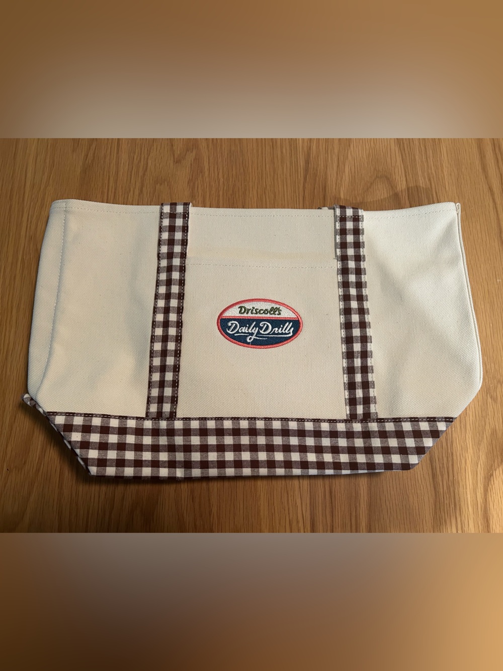 Daily Drills x Driscoll's Picked Fresh Daily Canvas Tote - Mocha Gingham NWT